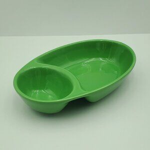 Pfaltzgraff Cool Green Personal Chip & Dip Bowl Solid Color Brights Divided Dish